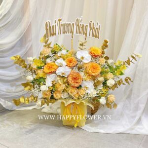 HỘP HOA CAO FREE SPIRIT MIX WHITE ORCHID & GOLD LEAF